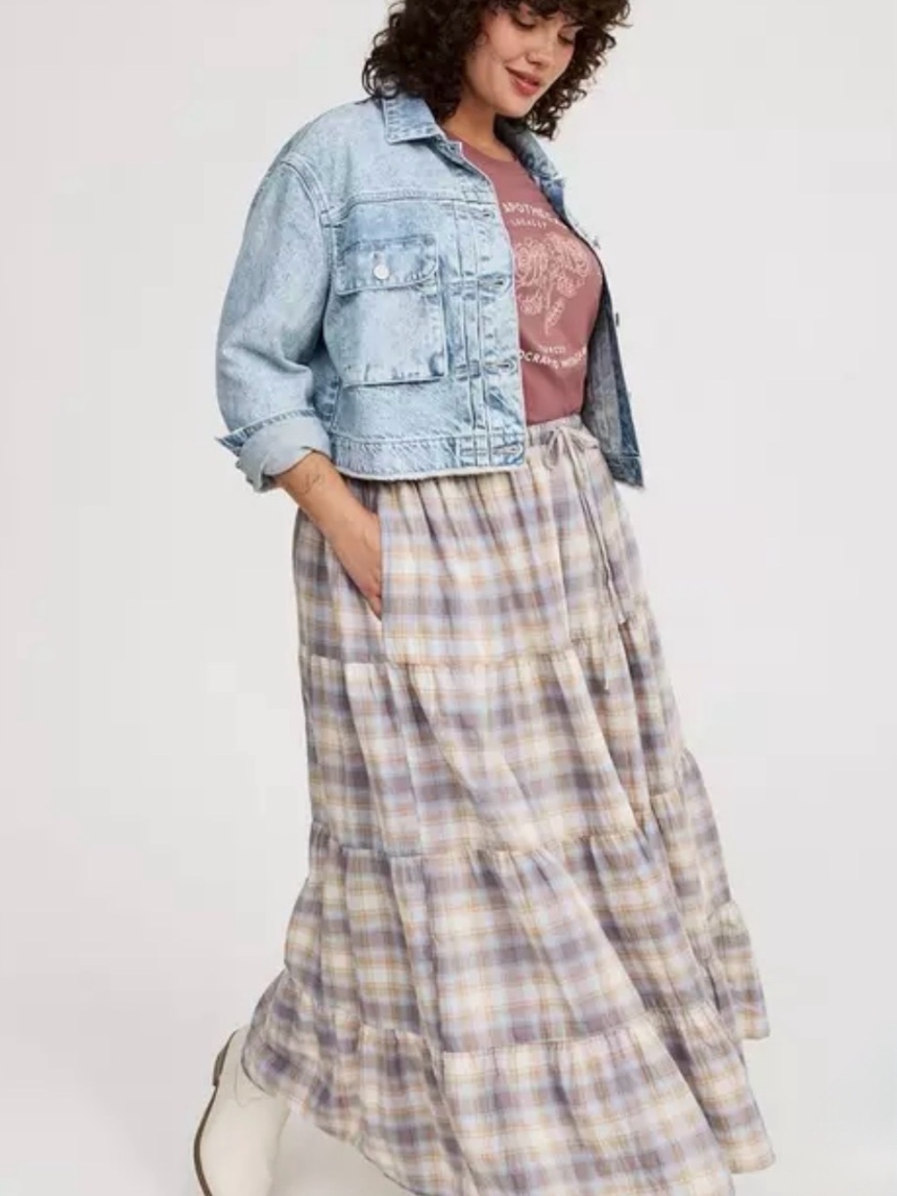 torrid Multi Plaid Tiered Maxi Skirt